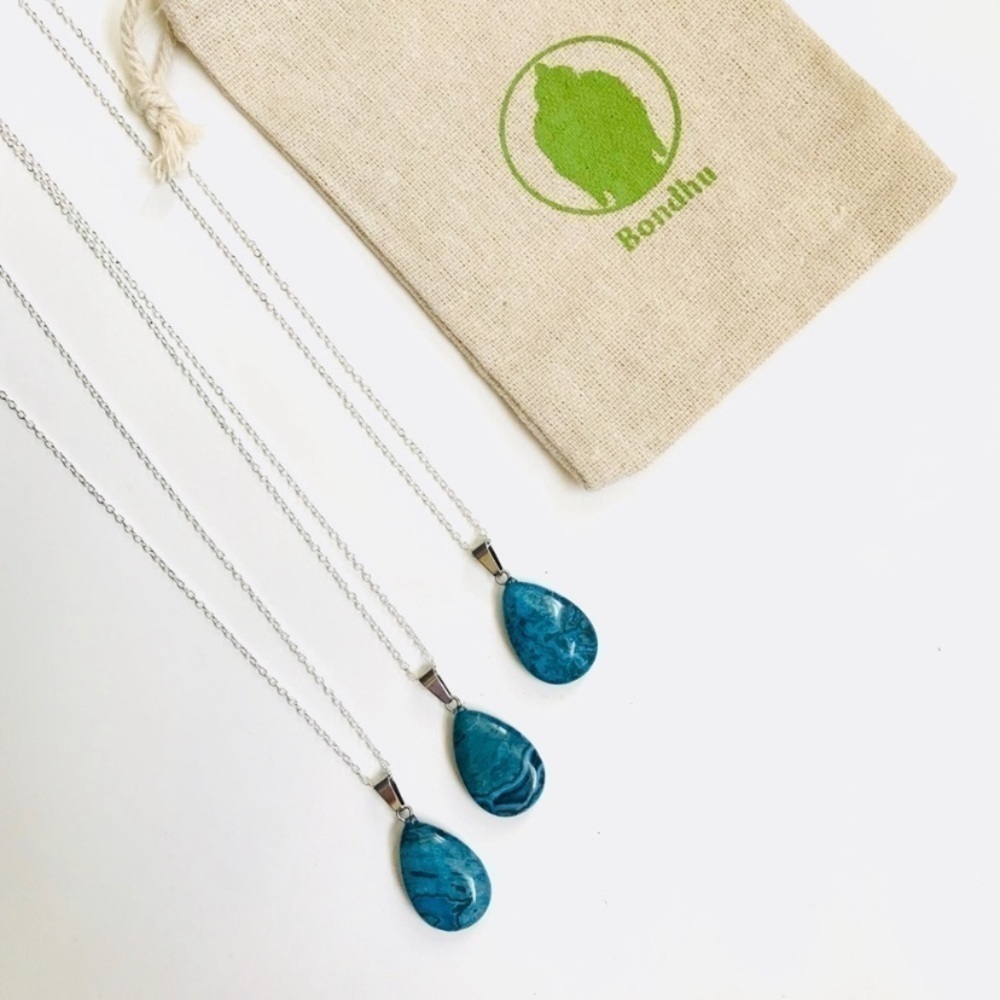 𝅺BLUE Jasper Bohemian Pendant Necklace